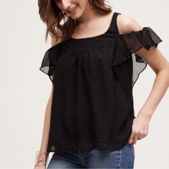 Anthropologie Tops - MAEVE Top Womens Sheer Lined Blouse Cold Shoulder Anthropologie 8